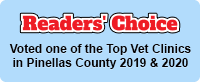 Readers' Choice: Voted one of the top vet clinics in Pinellas County 2019